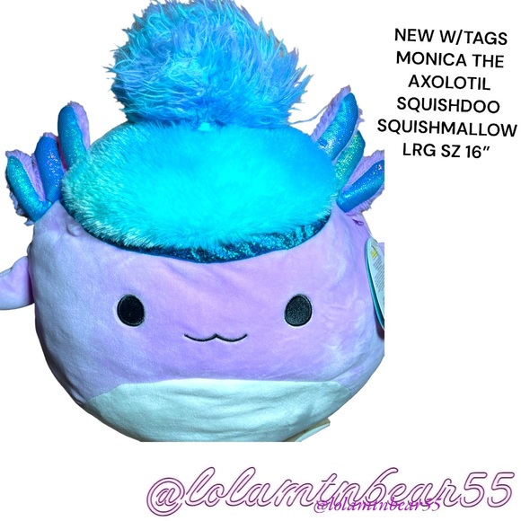 NEW W/TAGS MONICA THE AXOLOTIL SQUISHDOO SQUISHMALLOW LRG SZ 14” SQUISHY & CUTE - Picture 2 of 9